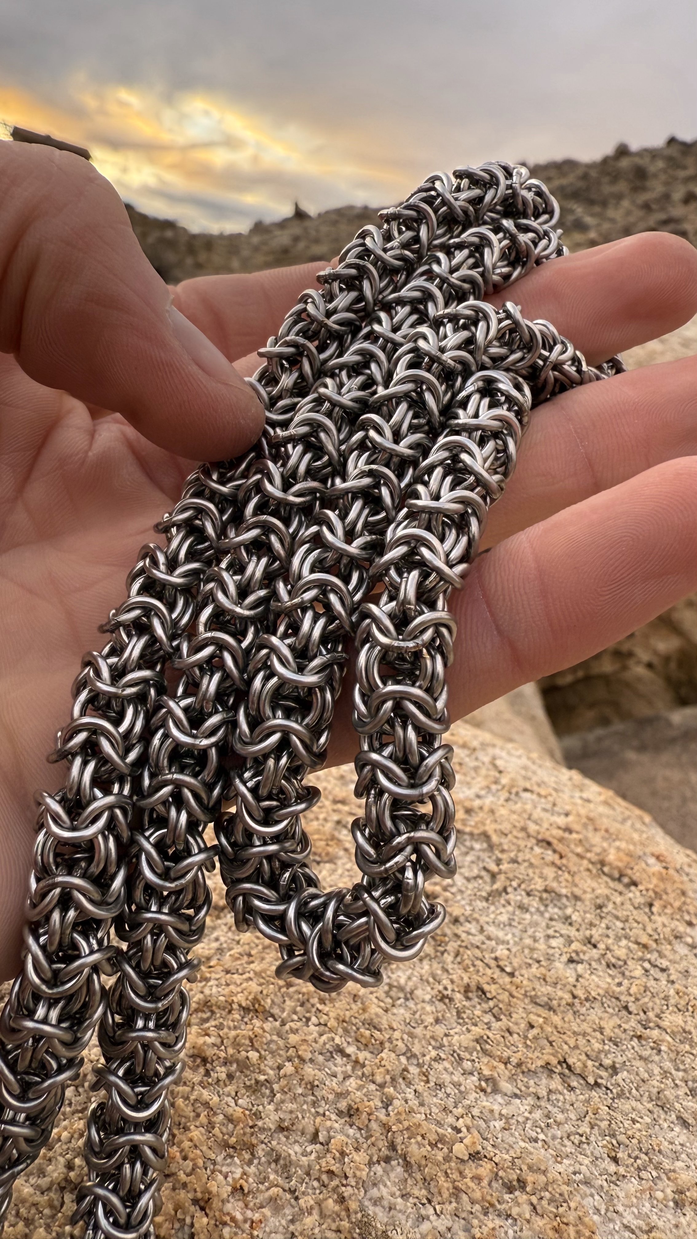 Thin Six Sided Full Persian Necklace — Chainmaille By Bim Thin Six Sided Full Persian Necklace — Chainmaille By Bim